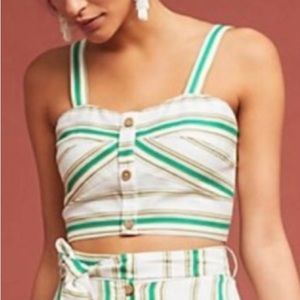 Hutch green/white stripe crop top